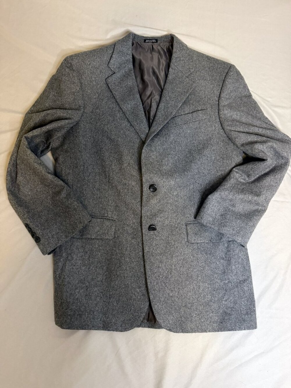 Oscar de la Renta Men's Gray Wool Cashmere Blend 2-Button Blazer Sport Coat 40R